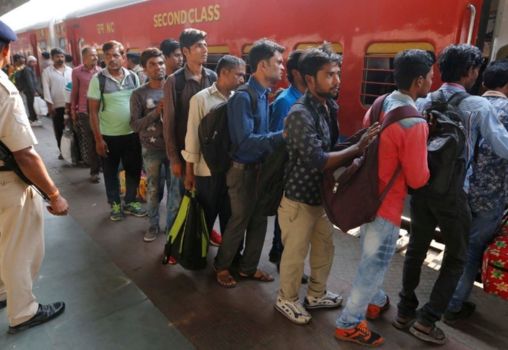 Bihari waiting to board train